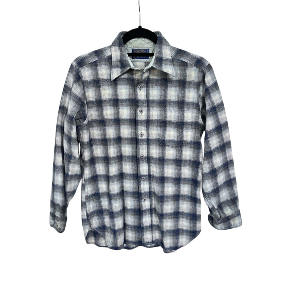 Pendleton Wool Long Sleeve Plaid Flannel Button Down Shirt Size Medium Casual